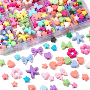 20-200pcs Plastic Acrylic Solid Color Butterfly Star Heart Bow Starfish Beads For DIY Jewelry Making Accessories