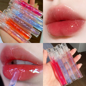 Transparent Starry Sky Water Light Lip Gloss Juice Mirror Lip Lacquer Broken Flash Water Moisturizing Young Adult Toot Lips Oil Stacked Coated No Stain on Cup