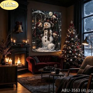 VIKAMA Morbid Yule Skeletal Friar Starlight Procession Wall Tapestry Shadowy Victorian Sacred Noel Festal Room Home Decor Trendy