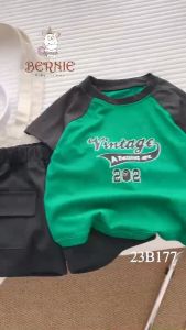 BE66 Bộ áo thun quần đùi BERNIE phong cách Hàn Quốc cho bé trai đi chơi đi học
