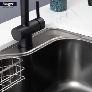 Chậu rửa Kluger Taki Series KT8050FB inox 304 màu đen ép khuôn liền khối dày 1.0mm bề mặt linen