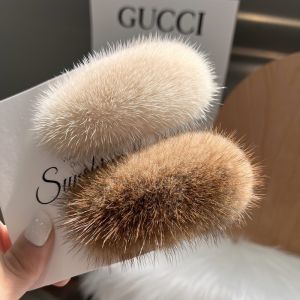Simple Pure Color Fur Hair Clip Adorable Plush BB Edge Clip Trendy Headwear Water Rabbit Fur Hair Clip Fashionable Hair Accessories