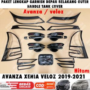 Paket Lengkap Garnish Depan Belakang Outer Handle Tank Cover Avanza Xenia Veloz 2019 2021 Hitam Chrome Carbon