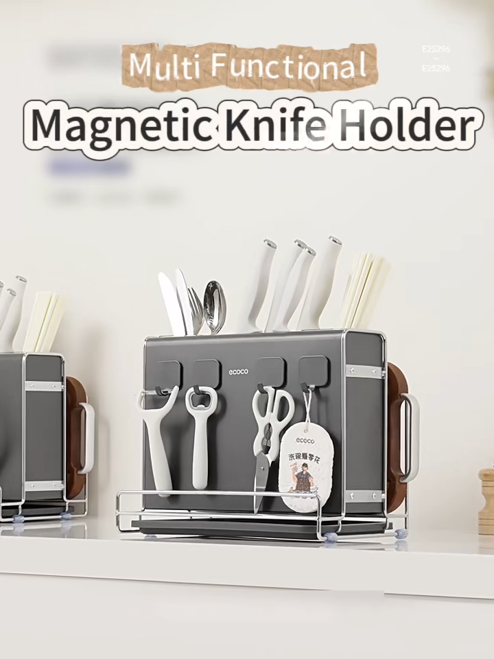 Ecoco Knife Holder Carbon Steel Magnetic Mountain Structure Rust Proof Kitchen Utensil Organizer