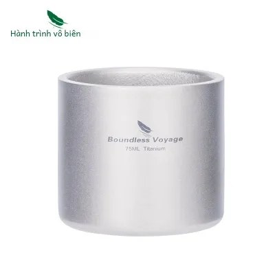 Boundless Voyage Titanium Cốc Hai Vách Titan Nhẹ Cốc Cắm Trại Titan Có Túi Đựng Để Đi Du Lịch Đi Bộ Đường Dài Sử Dụng Hàng Ngày Ti3045D