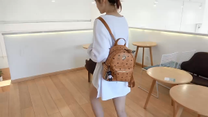 Fancy backpack with floral print double shoulder strap soft leather large capacity versatile high-end travel bag for ladies