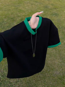 Color Block Short Sleeve T-shirt Heavyweight