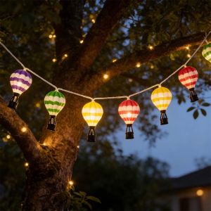 1PC1.5M Colorful Hot Air Balloon Light String Battery Powered Suitable For Festivals Parties And Childrens Room Decoration