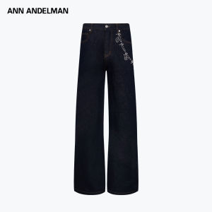 ANN ANDELMAN | Men Loose Straight Flared Jeans Natural Color Winter Chain Design