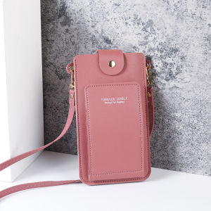 2024 new solid color fashion simple shoulder bag slung mobile phone bag womens drivers license card wallet