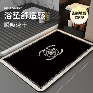 ผ้าพื้นห้องน้ำหนาป้องกันการลื่นแห้งเร็วสำหรับใช้ในบ้าน ผ้าพื้นที่ประตูห้องน้ำ ผ้าพื้นห้องน้ำแบบพิมพ์ลายอินทรีย์ดินสีขาว