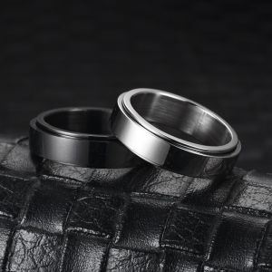 Anti Stress Rotating Couple Rings For Lovers Smooth Stainless Steel Knuckle Anti Anxiety Ring Fidget Spinner Anillo Antiestres