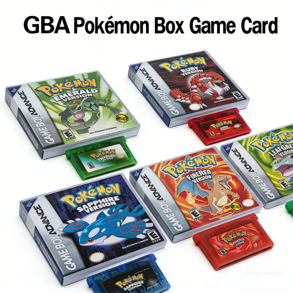 Bandai | NEW Pokemon Series Emerald FireRed Leafgreen Ruby Sapphire 5 Versions GBA Game in Box for 32 Bit Video Game Cartridge No Manual