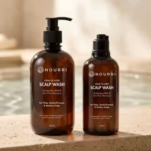 Nourri Scalp Wash (240ml) Bioactive BHA & Zinc PCA Therapy Sulfate-Free Fragrance-Free pH Balanced Targeted for Flakes & Itch Non-Stripping Gel Formula