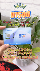 (SALE 50%)  SIM Vinaphone 4G 5G U1500 –Miễn Phí 500GB/Tháng Không Chia Ngày –  Xài 12 Tháng Tốc Độ Cao – Phát WiFi Cực Mượt Giá Quá Lời | FREESHIP - CHƯA KÍCH HOẠT.