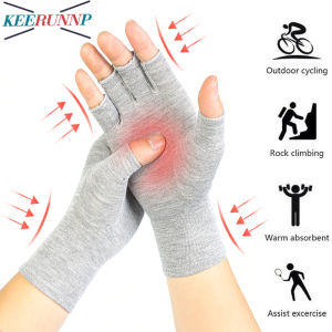 1Pair Premium Bamboo GlovesOne Compres Bamboo Arthritis GlovesCompres Gloves for Women MenFingerless DesignBreathable Fabric