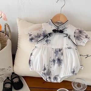 【READY STOCK】Baby Chinese Style Cheongsam Romper CNY Ancient Style Painting Buttoned Romper (C306)