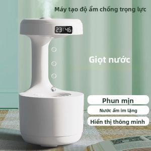 Máy Tạo Độ Ẩm Siêu Âm 600ML Giọt Nước Chống Trọng Lực Với Đèn LED Hiển Thị Thông Minh Đồng Hồ Máy Lọc Không Khí Yên Tĩnh Máy Tạo Độ Ẩm Phun Sương USB Khử Trùng