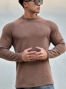 New Autumn Winter round Neck Mens Casual Sports High Elastic Trendy Loose Overhead Double-sided Velvet Muscle Training Base Layer