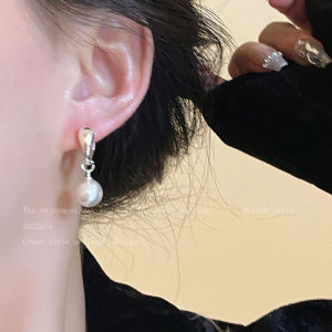 French Pearl Waterdrop Earrings Womens Fashion Elegant Unique Dangle Earrings Alloy Geometric Pattern Korean Style Jewelry