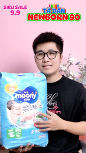 Tã dán cao cấp Moony Blue NB90/S70/M56/L54 - Nhập khẩu từ Nhật Bản