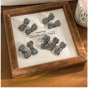 GUOQI | Elegant Full Rhinestone Bow Side Clip Mini Duckbill Hair Clip