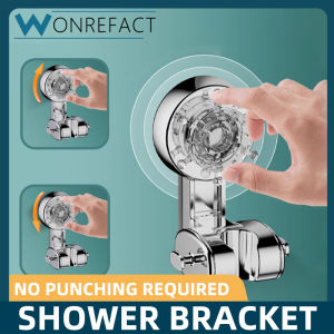 360° Adjustable Shower Bracket Punch Free Wall Mounted Suction Cup Shower Bracket Detachable 1.5m Hose Set