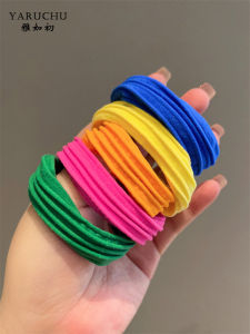 เครื่องประดับหรูหราสีลูกกวาดสูงหางม้ายางเชือกผมผ้าขนหนูฤดูร้อนยอดนิยมเว็บเชือกผมสีแดงน่ารักผิว 5 ชิ้น