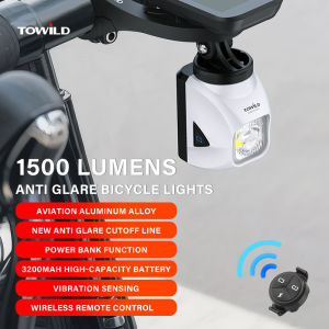 Towild | TOWILD DL1200S Bicycle Light With Anti-Glare Cut-Off Line Beam 1500LM Rechargeable Led Bike Front Lights Mtb Cycling Headlights