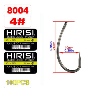 Hirisi 100pcs Barbless Fishing Hooks High Carbon Steel Non Barb Carp Fishing 8004 High Quality Fishing Accessories Novelties