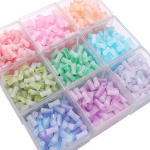 20/50pcs 6x12mm Glass Bamboo Joint Beads Charm Gradient Color Loose Beads for Necklace Bracelet DIY Jewelry Craft Making