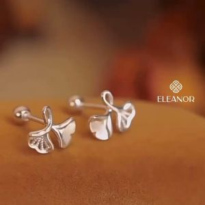 Bông tai nữ chuôi bạc 925 Eleanor Accessories khuyên tai hình lá bạch quả phụ kiện trang sức  8511