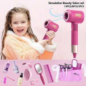 Kids Beauty Salon Set with Pretend Hair Dryer Girls Simulation Hair Styling Makeup Toy for Pretend Play Gifts for Little Girls