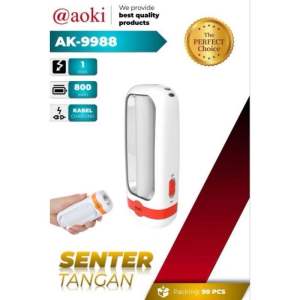 Senter LED AOKI 10 SMD + 1W 2 in 1 Emergency Lamp Darurat RECHARGEABLE AK - 9988 MJ Elektric