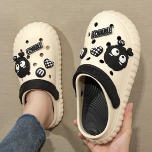 Summer Garden Shoes Womens Cute Thick Bottom Anti-slip Soft Outer Wearable Slip-On Beach Clog Shoes Casual Hollow out Design
