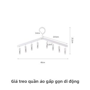 FaSoLa | Móc Treo Quần Áo Gấp Xếp Di Động Chống Trượt Không Để Lại Vết Có Kẹp