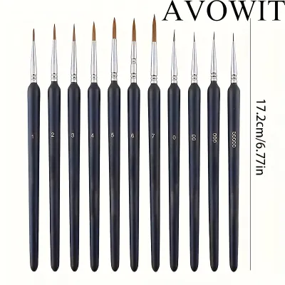 11pcs Detail Brush Set Triangle Handle Micro Brush Acrylic Painting Art Brush Model Oil Painting Digital Painting Set