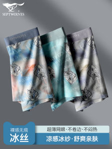 Septwolves Ice Silk Mens Underwear Low Rise Briefs Antibacterial Cool Feeling Thin Model High Aesthetic Value Fashionable