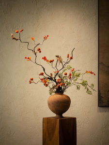 จิตรกรรมจีนโบราณ กระติกเซรามิก กระติกดอกไม้ กระติกดอกไม้เทียม ตกแต่งประตูทางเข้า โรงแรม บ้านพักพิง วัสดุเซรามิก กระติกดอกไม้ขนาดกลาง