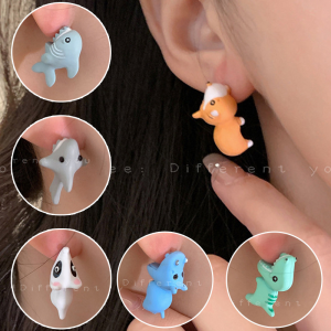 2 pieces/1 pair of cute cartoon animal girl earrings cute little dinosaurs corgi dog shark bite ear funny earrings fashion gift