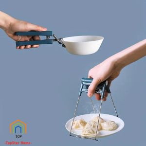 Topstar 3pcs Set Anti scalding Hot Plate Gripper Stainless Steel Bowl Clip Silicone Cooking Pinch Grips Oven Mitts Glove