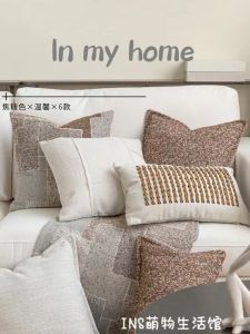 Modern Chinese Style Caramel Silent Style Pillow Cotton and Linen Pillow Cushion Model Room B & B Waist Pillow Living Room and Bedside