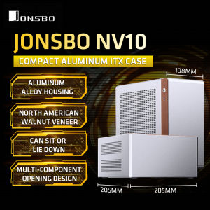 JONSBO NV10 Chassis ITX MINI Full Aluminum Mesh Breathable Support 1U FLEX Power Supply Standing or Lying Desktop Computer Case