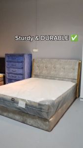 I HOME TULIP Queen Divan Bed Frame Luxury Gold Murah Velvet Solid Wood Durable
