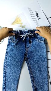 Celana Jeans Denim Panjang Anak Motif Snaw Wash untuk Anak Laki Laki dan Perempuan Bahan Demin Tebal