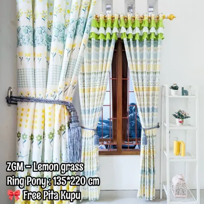 Gorden Rumbai Poni Jendela Pintu Smokring 12 Ukuran 135x220 ( Free Tali )