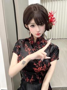 New Chinese Style Cheongsam Dress Halloween Christmas Cosplay Uniform Soft Girl Maid Skirt Short Cheongsam Daily Wear