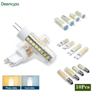 Bộ 10 Bóng Đèn LED E14 G9 G4 Gốm 3W 5W 9W 220V Ấm/Trắng Lạnh 360 Góc Tia Thay Thế Cho Đèn Halogen Đèn Pha