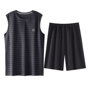 Miiow | Mens 100% Pure Cotton Summer Lightweight Short Sleeve Sleepwear Set Short Pants Home Clothes MiiOW Cat Man Breathable Comfortable