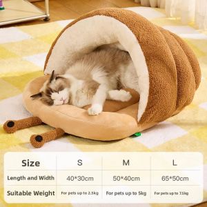 MONLEYTA | Thickened Semi-Closed Cat Bed Winter Warm Slippers For Kittens Cat Nest Windproof All-Season Use Cat Mat By MONLEYTA